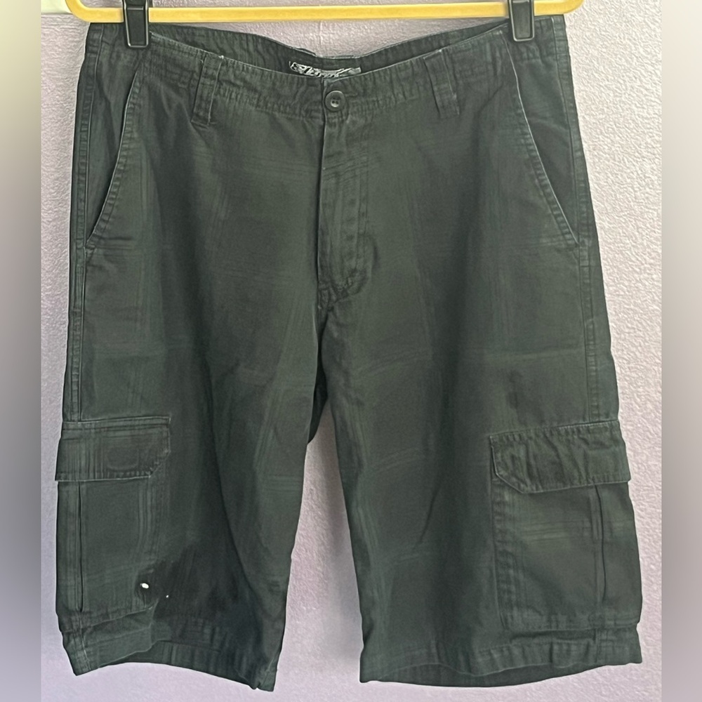 Elixir Plaid Navy Blue Mens cargo shorts Golf tennis walking flat front swim Y2K